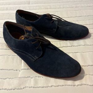 Men's Blue Suede Oxford Shoes
